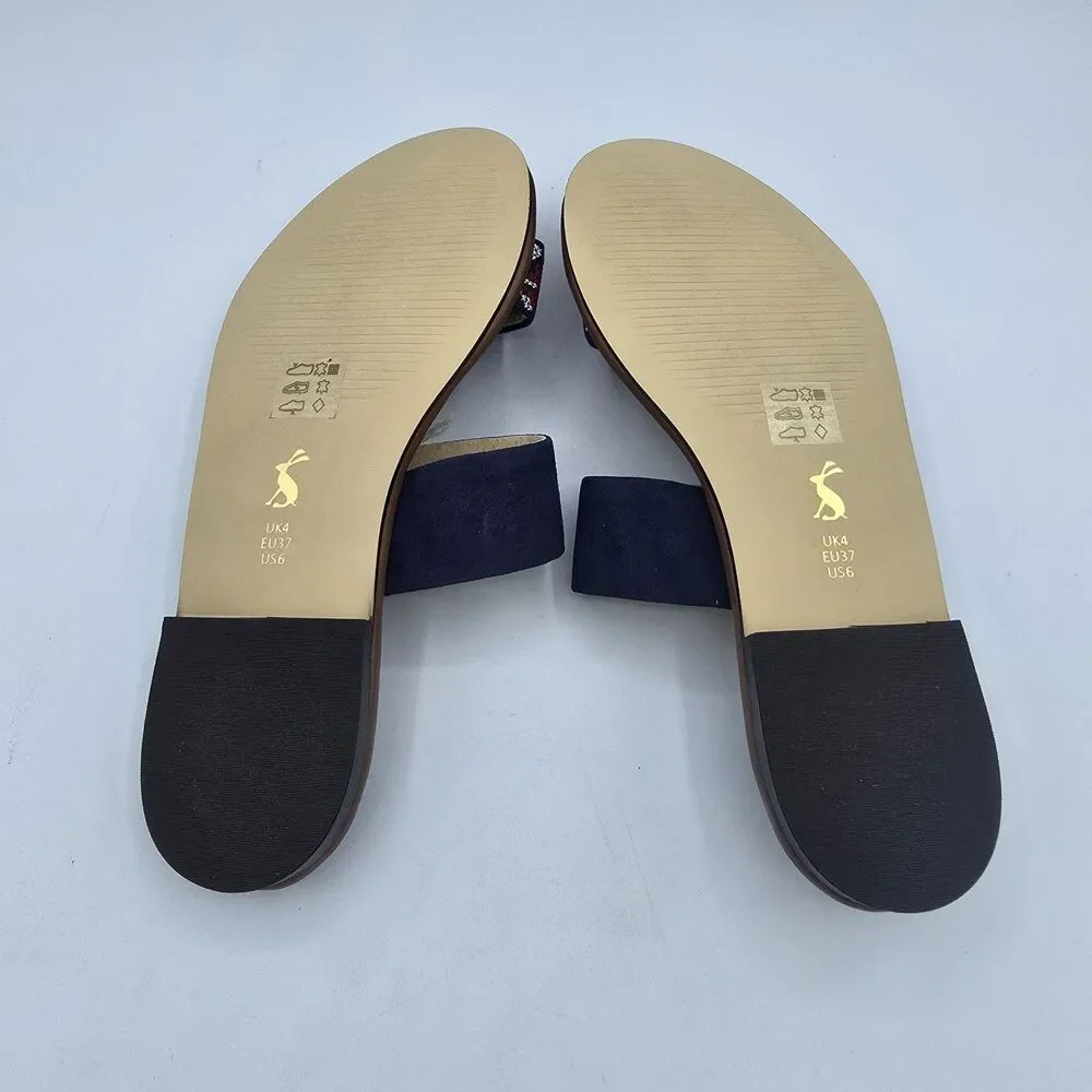 Joules Fenthorpe Women's size 6 Flower Suede Flat Sandals Shoe